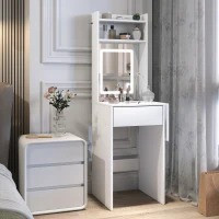 Toaletní stolek s LED osvětlením, 3 barvy světla | bílý