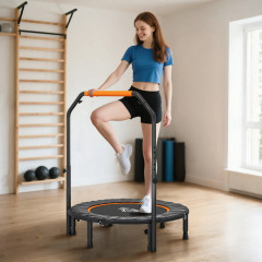 Fitness trampolína s výškově nastavitelnou rukojetí, Ø 102 cm | Černá + Oranžová č.1