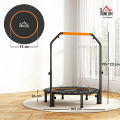 Fitness trampolína s výškově nastavitelnou rukojetí, Ø 102 cm | Černá + Oranžová č.2