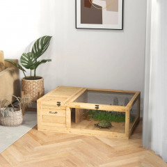 Dřevěný domek pro želvy se síťovaným víkem, 91 x 60,5 x 32 cm | světle žlutý