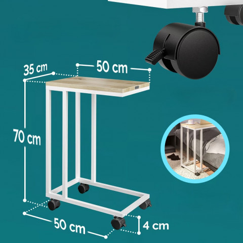 Odkládací stolek 50x35x65/70cm | bílý č.4