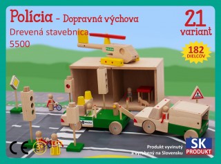 Drevená stavebnica Polícia - dopravná výchova Moy Toy č.1