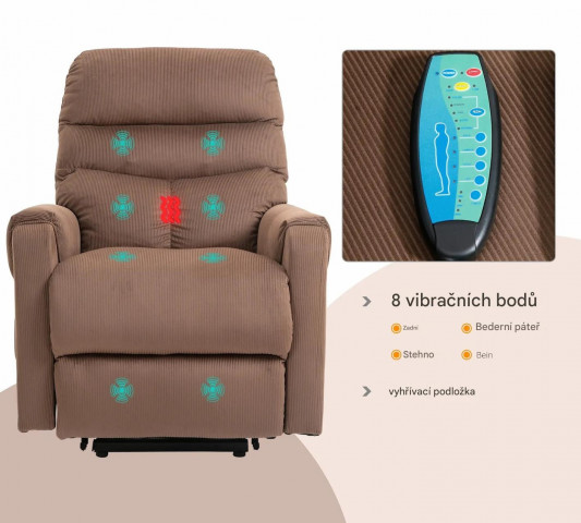 Masážní televizní křeslo Conny | hnědé č.4