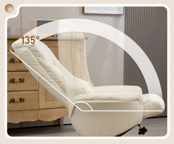 Relaxační křeslo s taburetem 71 x 84 x 102 cm | krémově bílé č.5