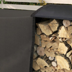 Zásobník na krbové dřevo s krytem 240 x 36 x 99 cm | černý č.3