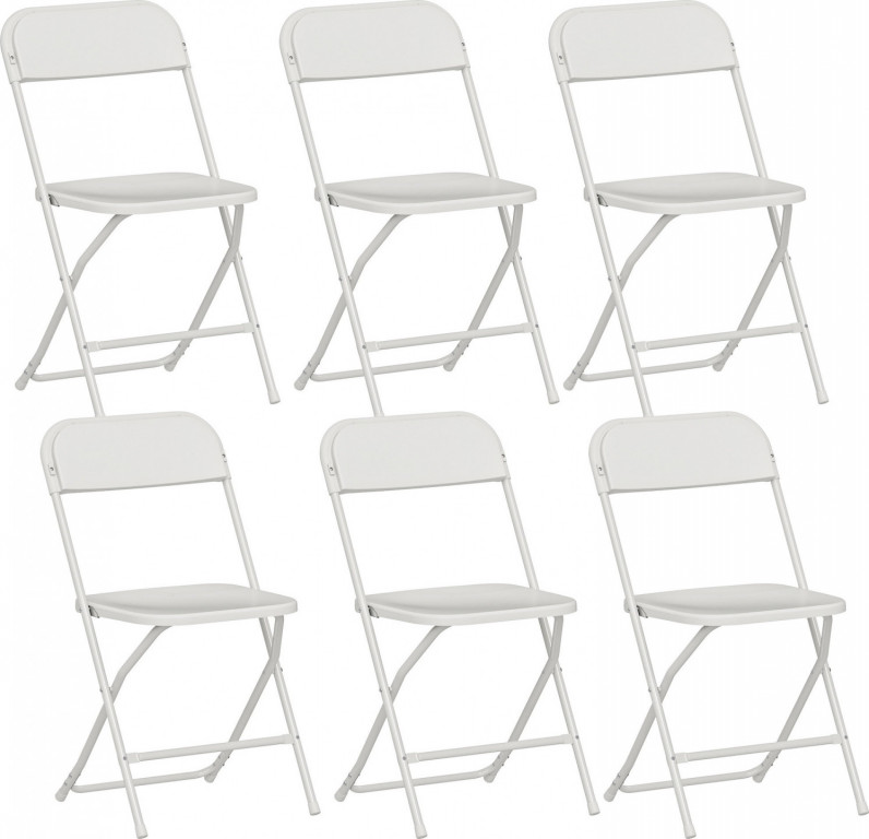 6 plastových skládacích židlí | bílé
