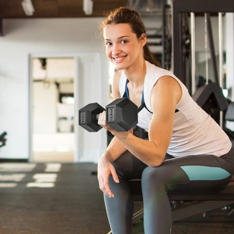 Litinové činky s vroubkovanou rukojetí, 2x12,5 kg | černé č.4