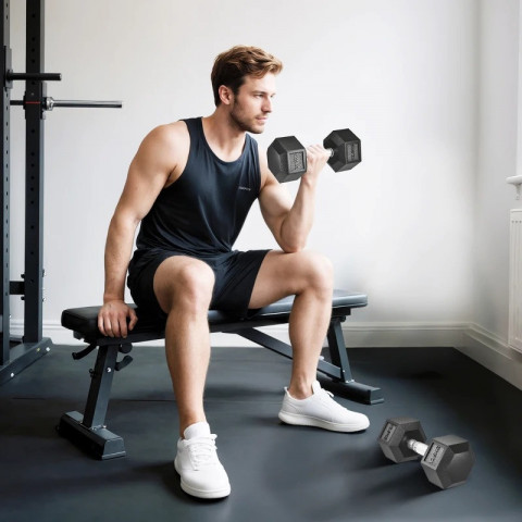 Litinové činky s vroubkovanou rukojetí, 2x12,5 kg | černé č.5