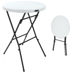 Barový skládací stůl plastový Ø72cm | bílý č.2