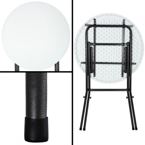 Barový skládací stůl plastový Ø72cm | bílý č.3