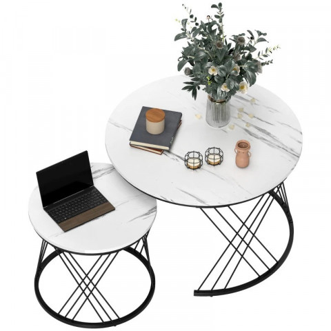 Konferenční stolek kulatý | bílý č.6