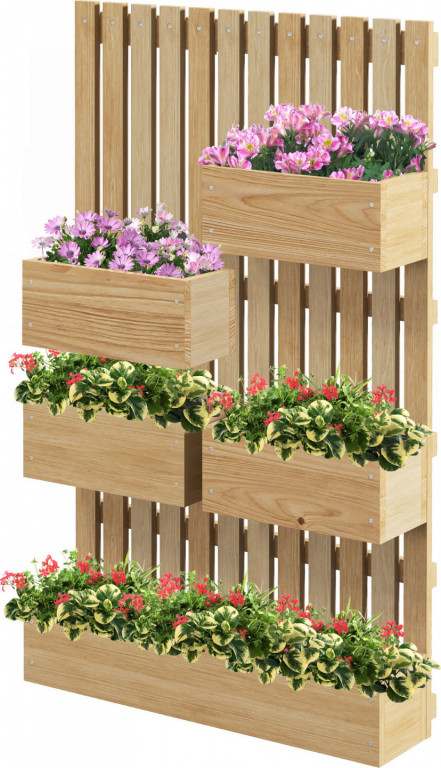 Vyvýšený zahradní záhon s mříží 60 x 16 x 100 cm | přírodní