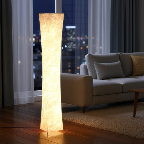 Stmívatelná stojací LED lampa se stínítkem s papírovým vzhledem | bílá č.5