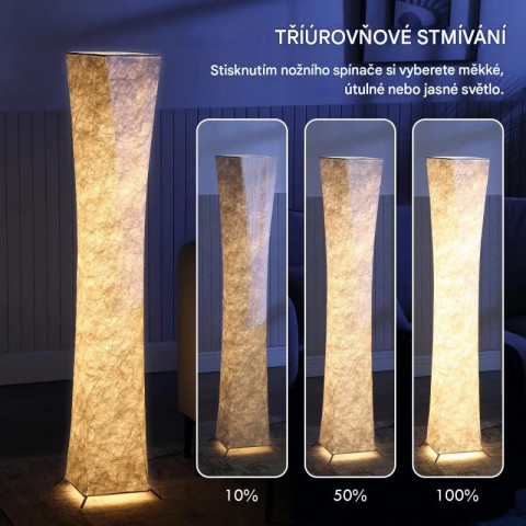 Stmívatelná stojací LED lampa se stínítkem s papírovým vzhledem | bílá č.2