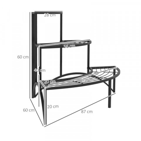Stojan na květiny se 3 patry 60 cm | černý č.5