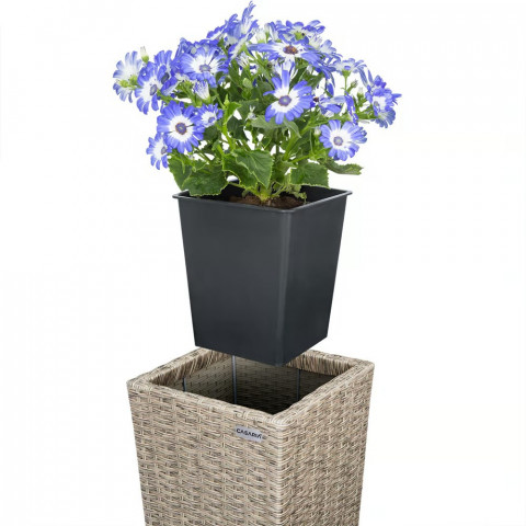 Sada 3 odolných květináčů z polyratanu | krémová č.3