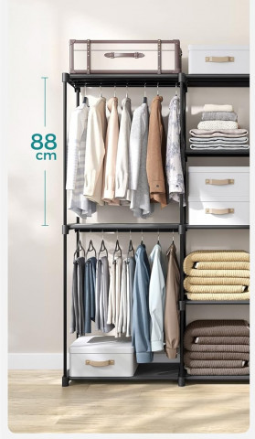 Věšák na oblečení 43 x 182 x 182 cm | černý č.4