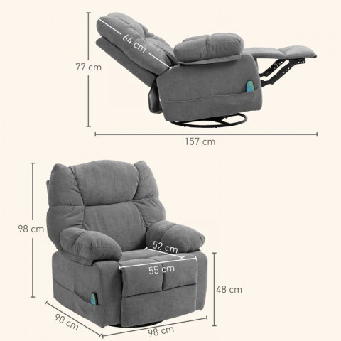 Masážní relaxační křeslo Stella 98 x 90 x 98 cm | tmavě šedé č.2