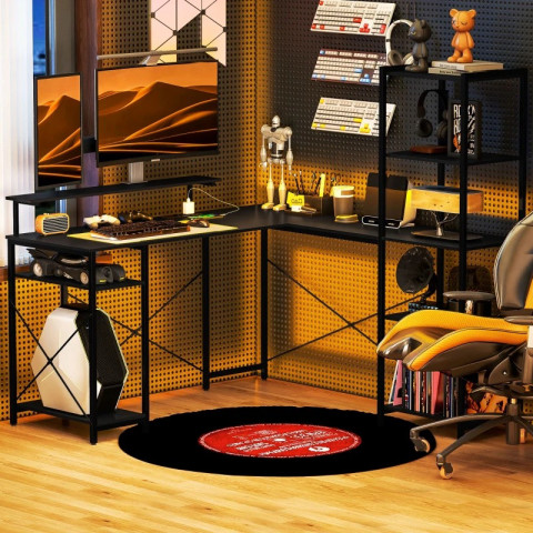 Rohový psací stůl, 37 x 140 x 139,5 cm | černý č.5