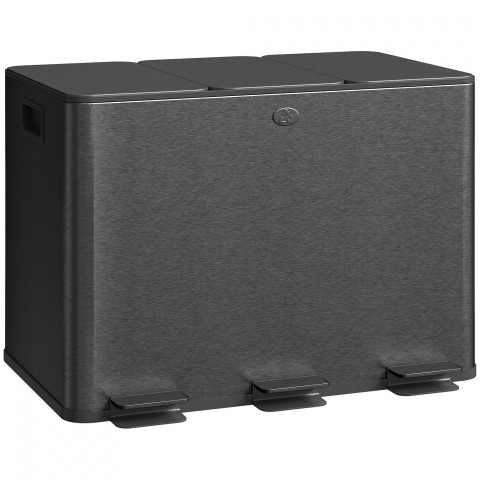 Odpadkový koš 3 x 20 l 61,9x36,6x56,7cm | černý č.5