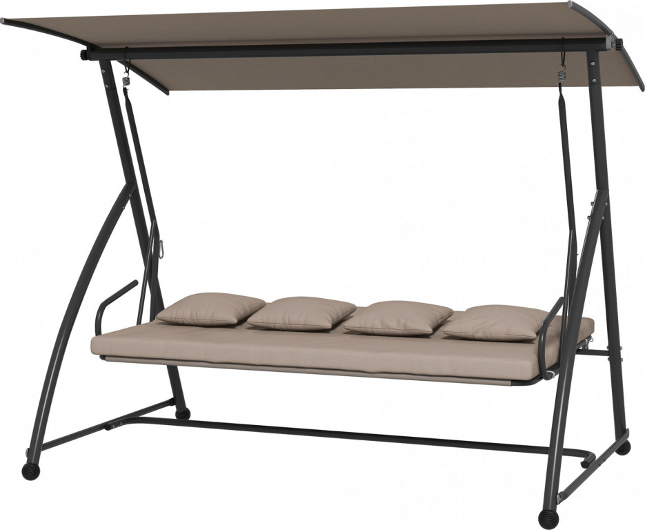 3místná zahradní houpačka z oceli 170 x 110 x 153 cm | světle hnědá