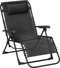 Skládací zahradní lehátko s polštářem | černé č.1