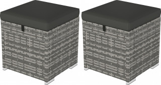 2 ratanové taburety 40 x 40 x 41 cm | tmavě šedé č.1