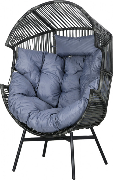 Ratanové proutěné křeslo se silným sedákem | šedé