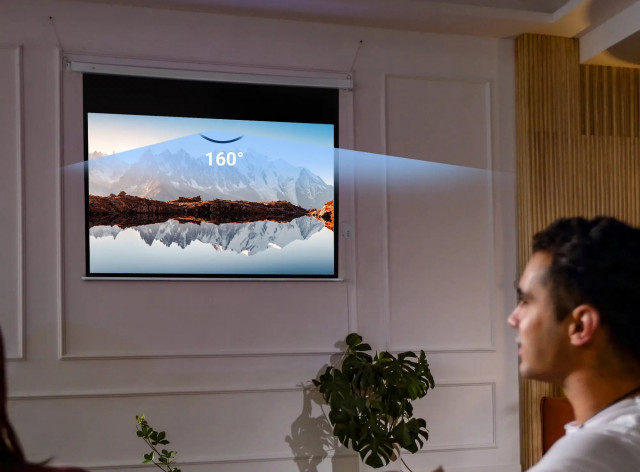 Motorizované projekční plátno, 247 x 7,5 x 168 cm | bílé č.3