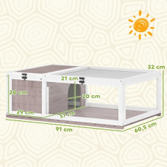 Dřevěný výběh pro želvy s odklápěcí střechou 91 x 60,5 x 32 cm | hnědý č.3