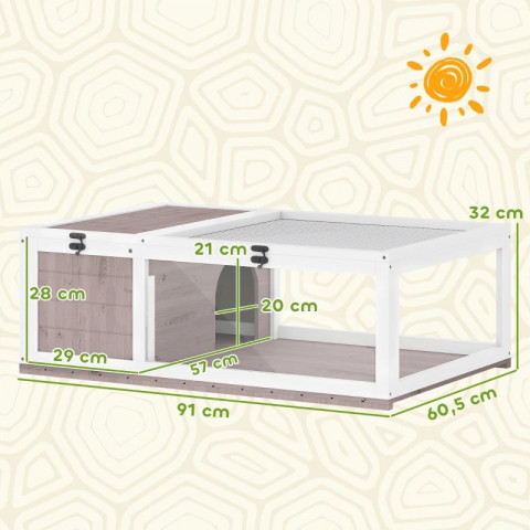 Dřevěný výběh pro želvy s odklápěcí střechou 91 x 60,5 x 32 cm | hnědý č.3