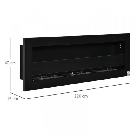 Bio etanolový krb se 3 hořáky, 120 x 15 x 40 cm | černý č.5