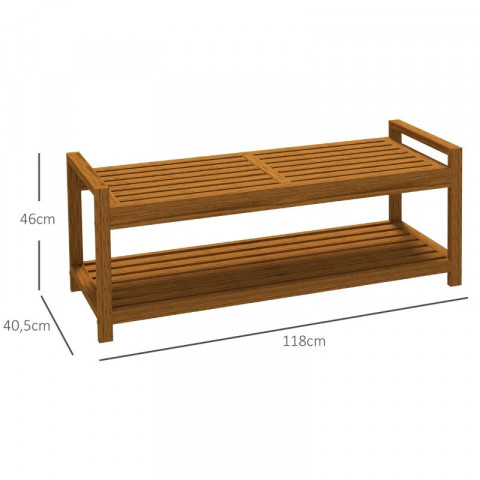 Dřevěná lavička s policí 118 x 40,5 x 46 cm | teak č.4