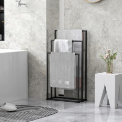 Stojanový držák na ručníky se 3 tyčemi, 45 x 21,5 x 85 cm | černý