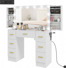 Toaletní stolek s 12 LED světly | bílý č.1