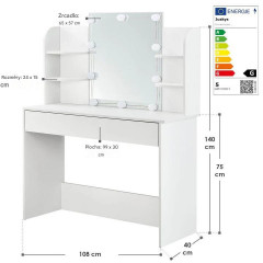 Toaletní stolek Bella s LED osvětlením | bílý č.3