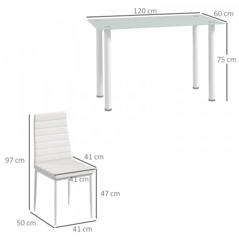 Jídelní stůl se 4 židlemi | bílý č.3