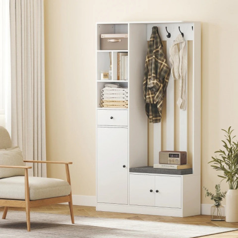 Věšáková sestava do předsíně s lavicí a botníkem 100 x 30 x 180 cm | bílá č.4