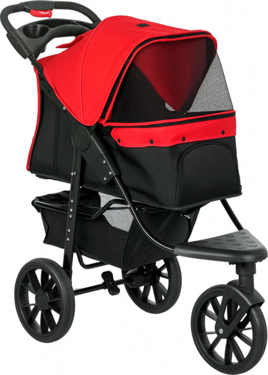 Skládací kočárek pro psy do 10 kg | červený