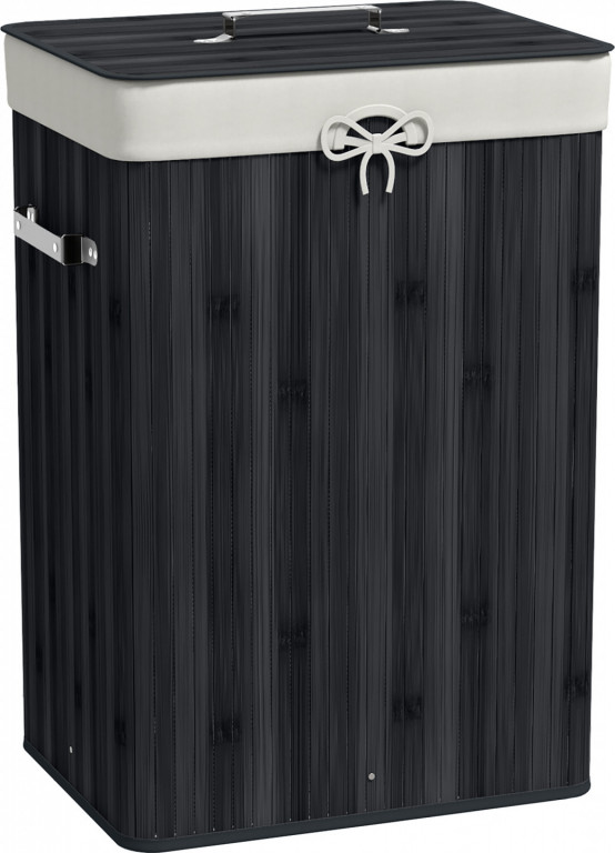 Úzký koš na prádlo s víkem 72 litrů | černý