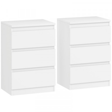Noční stolky se 3 zásuvkami, 2 kusy | bílé č.6