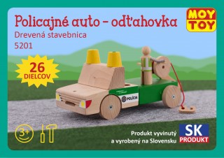 Drevená stavebnica Policajné auto - odťahovka Moy Toy č.1