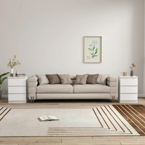 Noční stolky se 3 zásuvkami, 2 kusy | bílé č.2