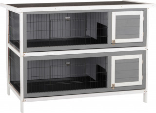 2patrová králíkárna z masivního dřeva 136,4 x 50 x 93 cm | šedá č.1