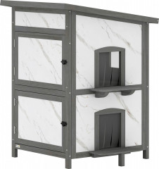 Dřevěný domek pro kočky 60 x 60 x 88 cm | bílý