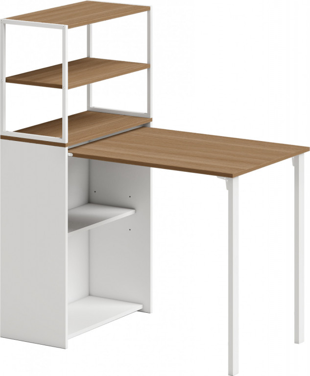 Skládací psací stůl se 4 policemi 105 x 60 x 127 cm | přírodní