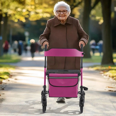 Štvorkolesové fialové chodítko pre seniorov Rollator č.2