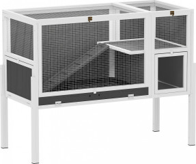 Dřevěná králíkárna s rampou 120 x 53 x 93 cm | šedá č.1