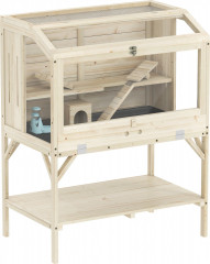 Dřevěná klec pro křečky s úložným prostorem 84 x 53 x 110 cm | přírodní č.1