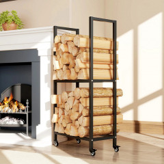 Stojan na palivové dřevo pro interiér, 60 x 30 x 119 cm | černý č.2